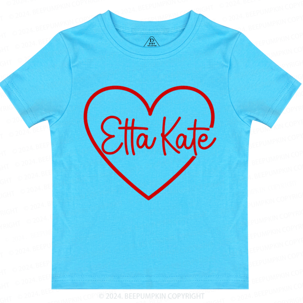 Personalized Valentine Heart Name Toddler&Kids Tees Beepumpkin