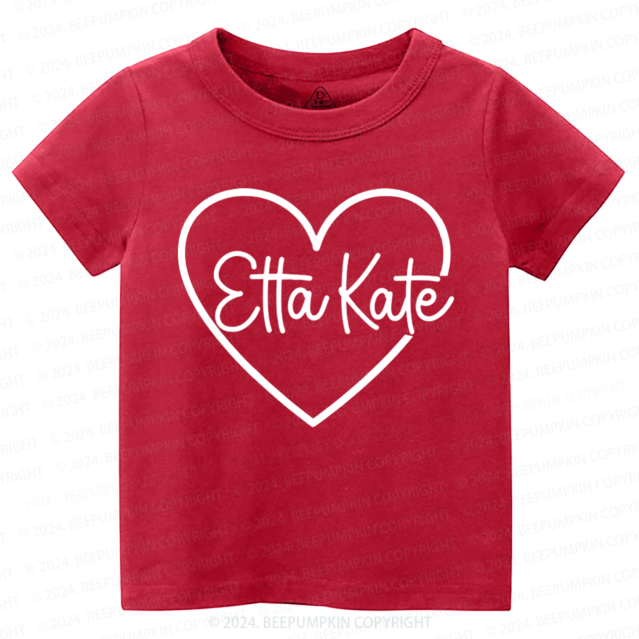 Personalized Valentine Heart Name Toddler&Kids Tees Beepumpkin