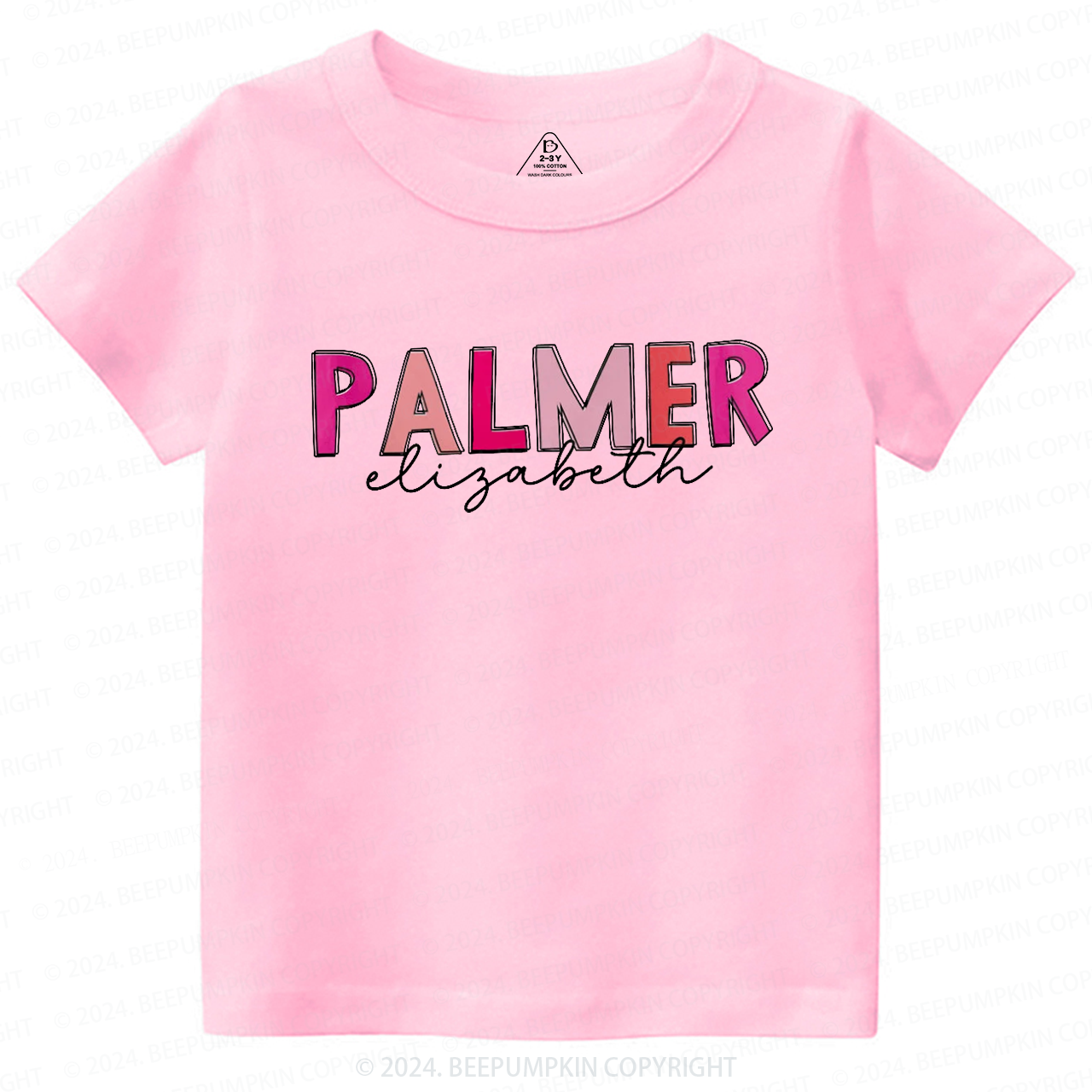 Personalized Pink Name Toddler&Kids Tees Beepumpkin