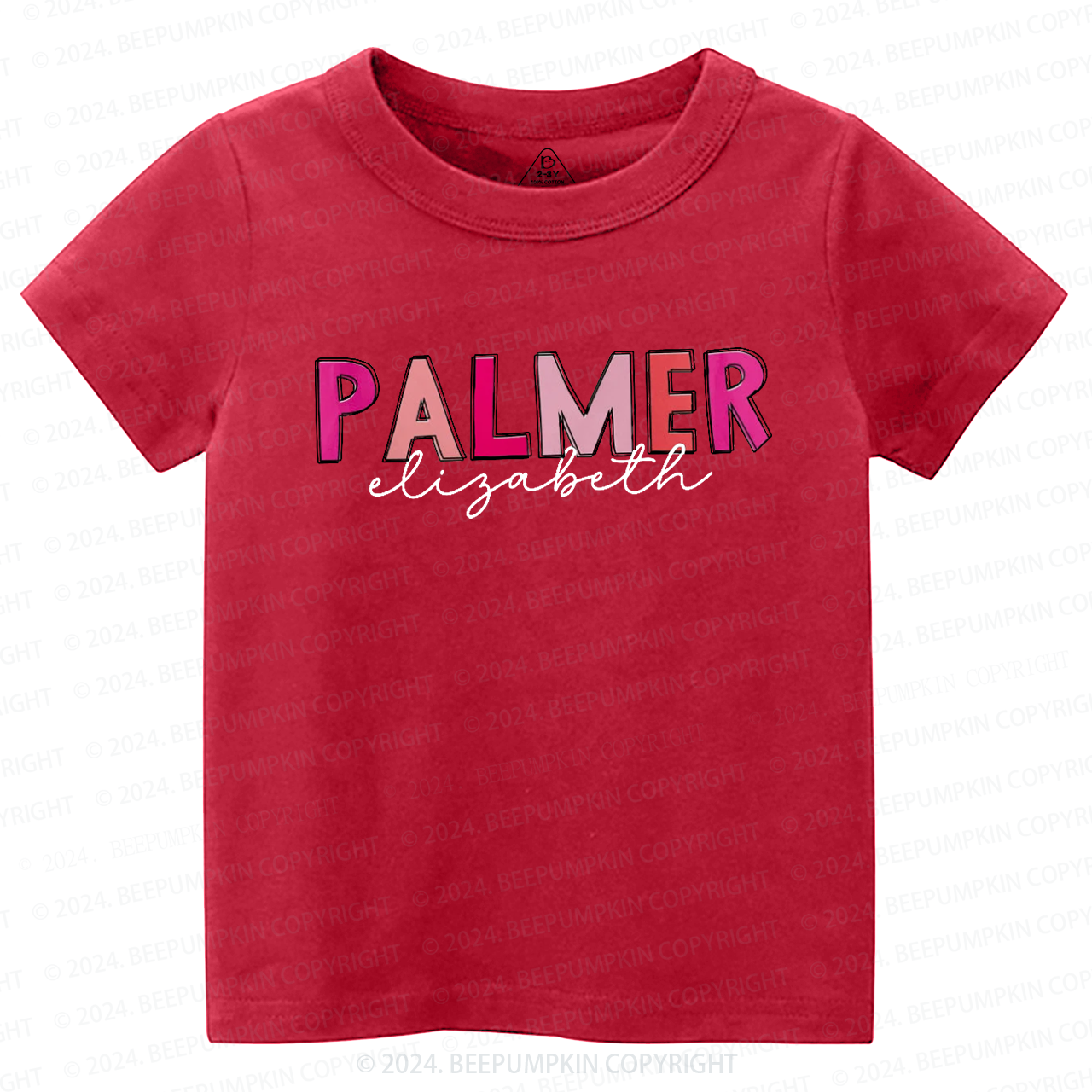Personalized Pink Name Toddler&Kids Tees Beepumpkin
