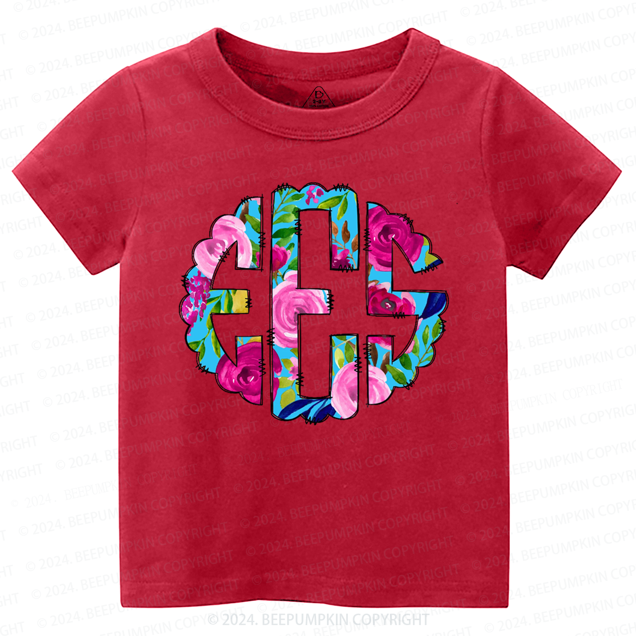 Personalized Floral Toddler&Kids Tees Beepumpkin