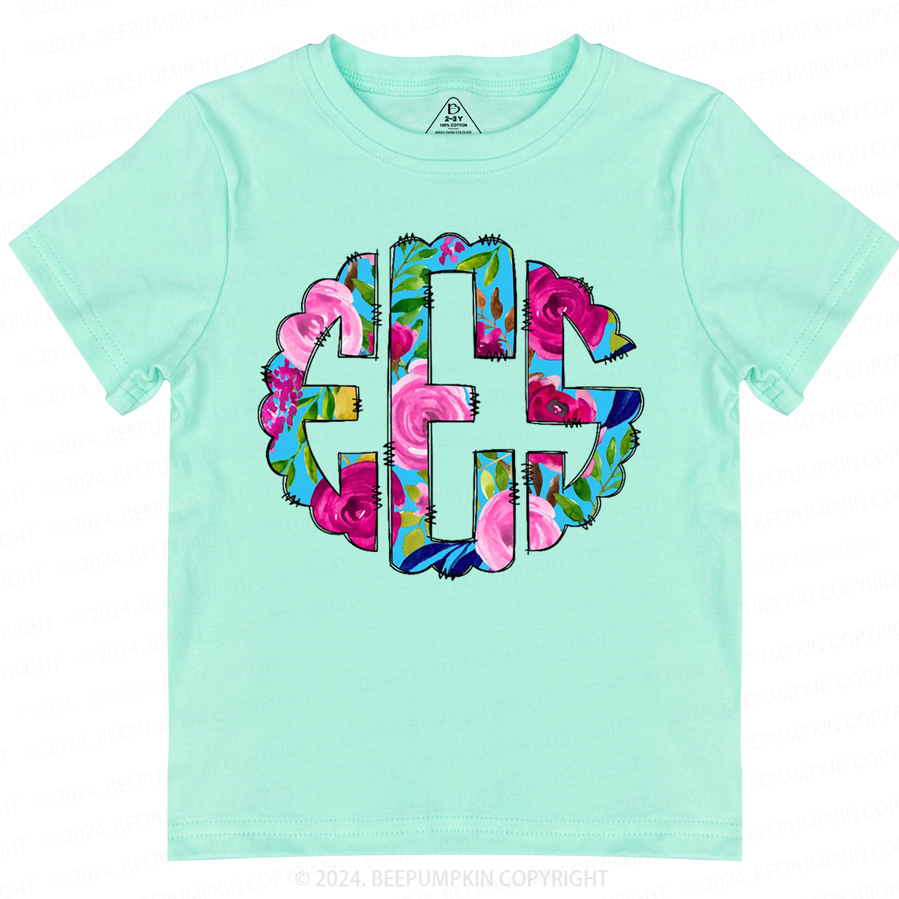 Personalized Floral Toddler&Kids Tees Beepumpkin