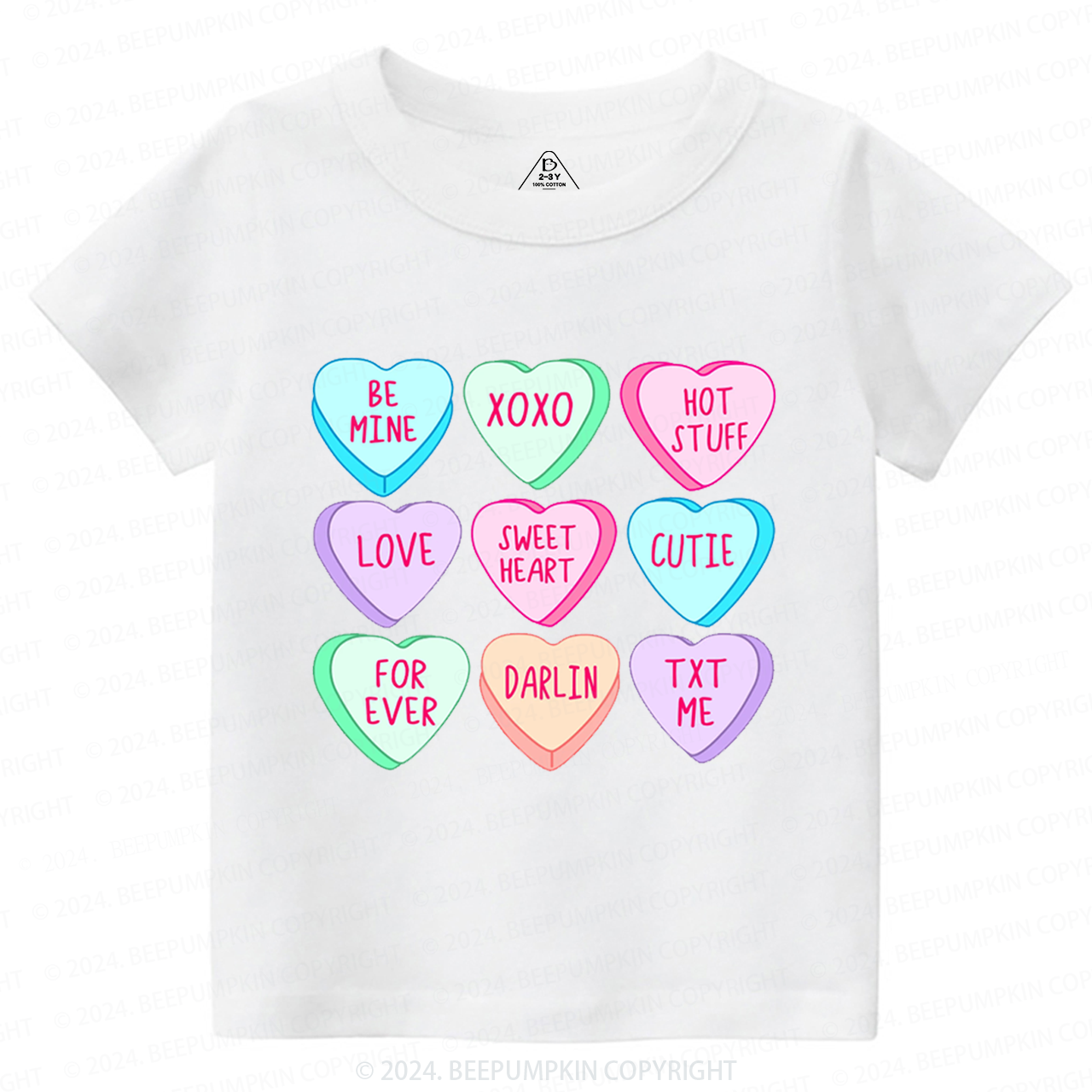 Candy Hearts Valentines Toddler&Kids Tees Beepumpkin