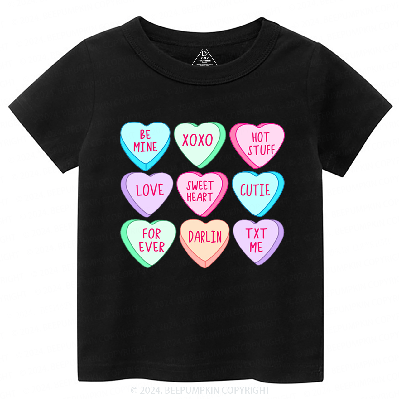 Candy Hearts Valentines Toddler&Kids Tees Beepumpkin