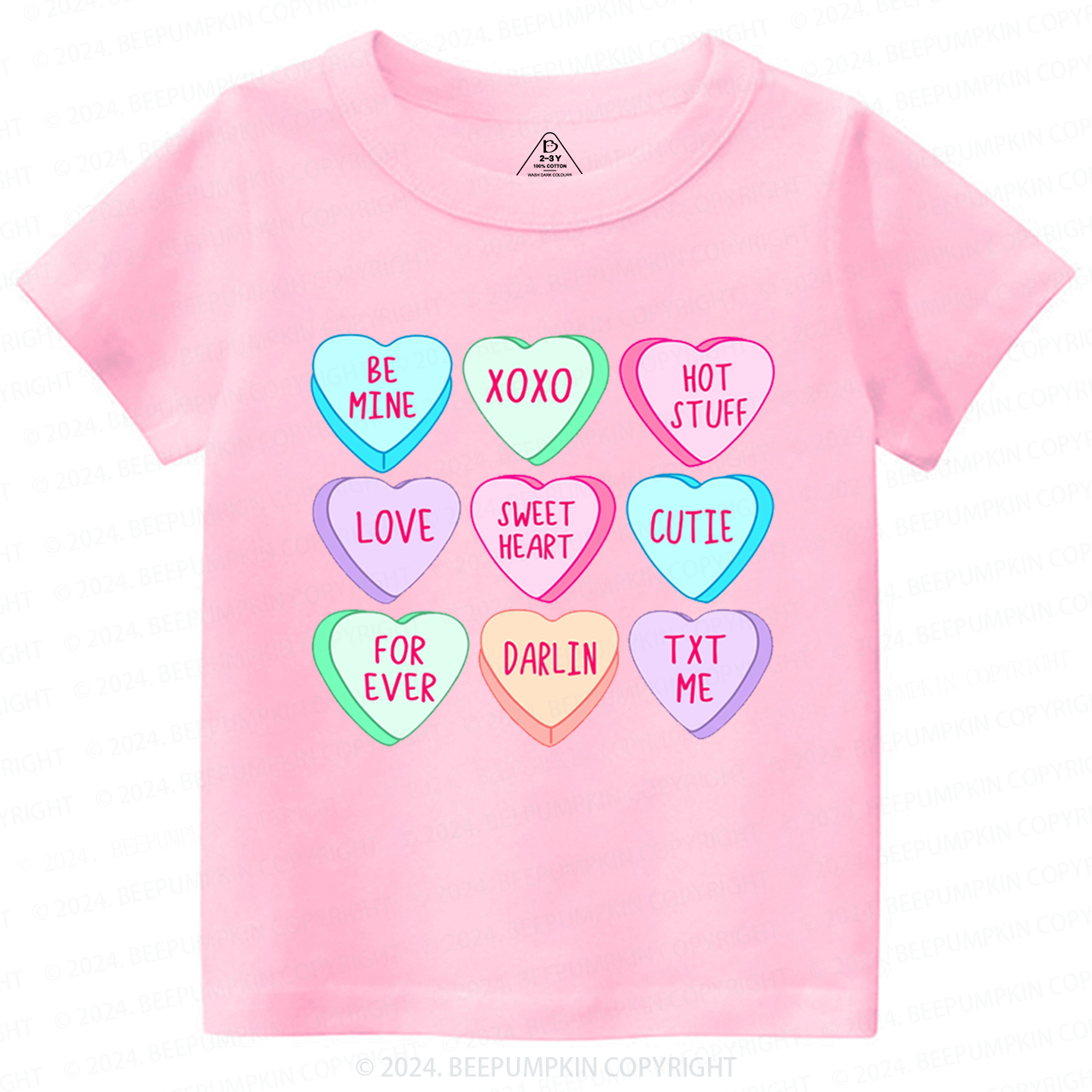 Candy Hearts Valentines Toddler&Kids Tees Beepumpkin
