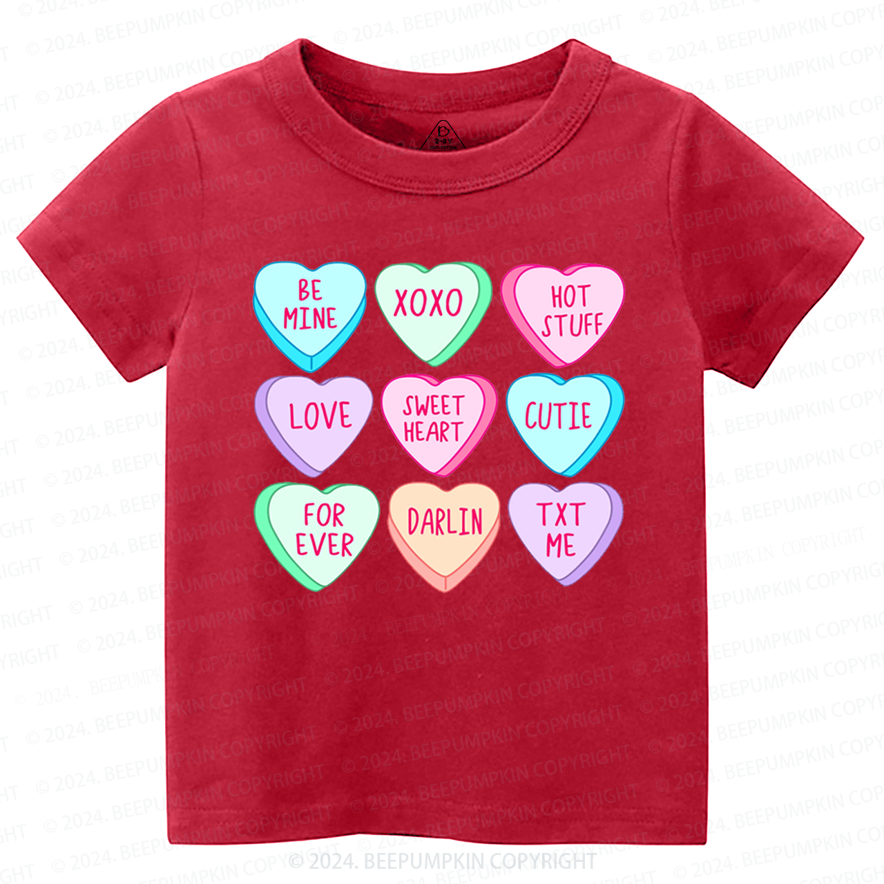 Candy Hearts Valentines Toddler&Kids Tees Beepumpkin