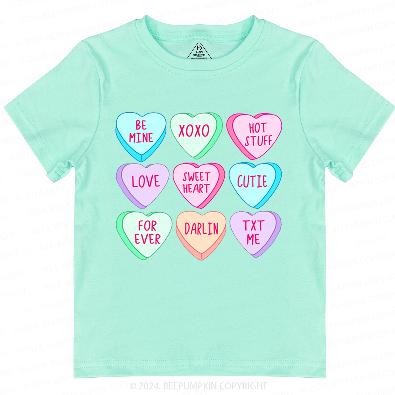 Candy Hearts Valentines Toddler&Kids Tees Beepumpkin