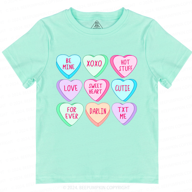 Candy Hearts Valentines Toddler&Kids Tees Beepumpkin
