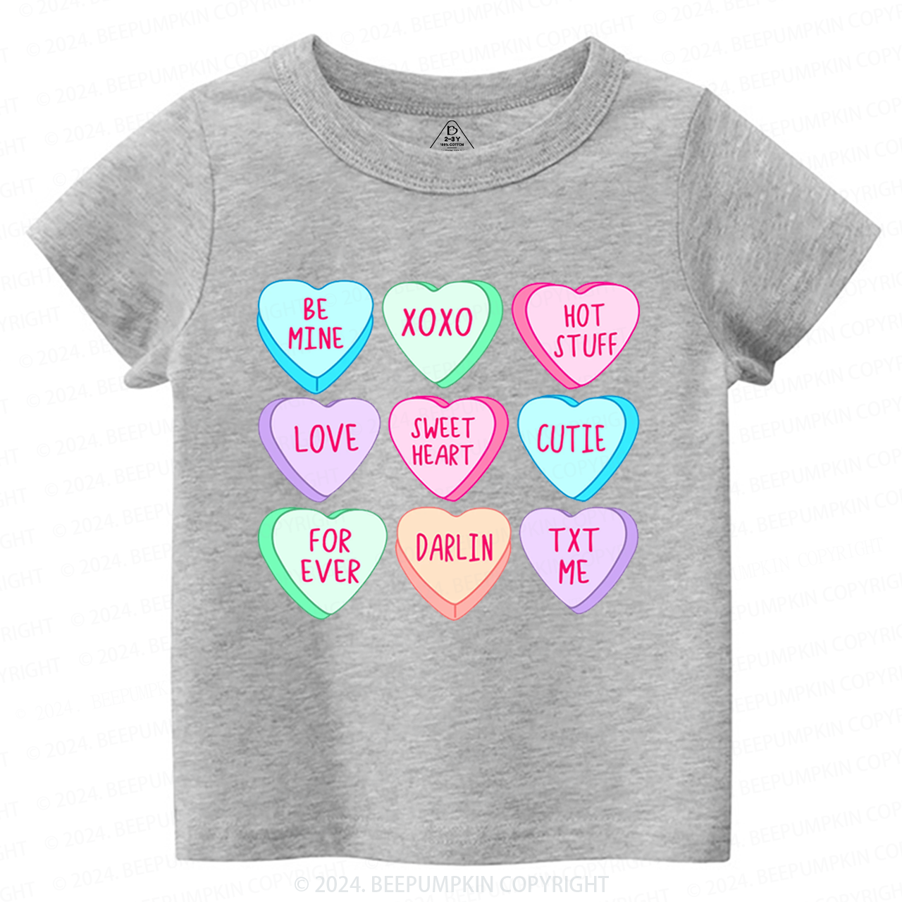 Candy Hearts Valentines Toddler&Kids Tees Beepumpkin
