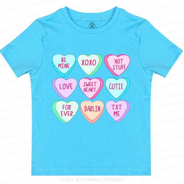 Candy Hearts Valentines Toddler&Kids Tees Beepumpkin