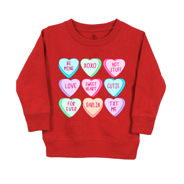 Candy Hearts Valentines Kids Sweatshirt
