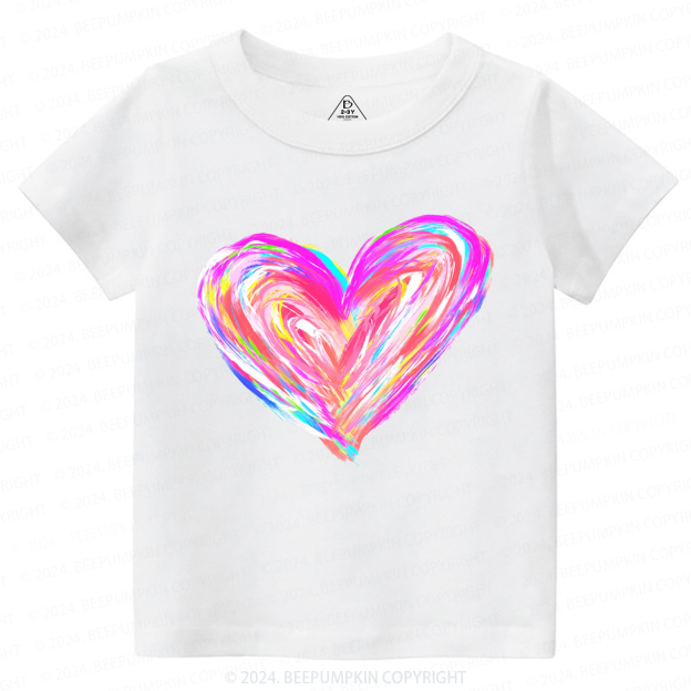Rainbow Heart Valentines Toddler&Kids Tees Beepumpkin