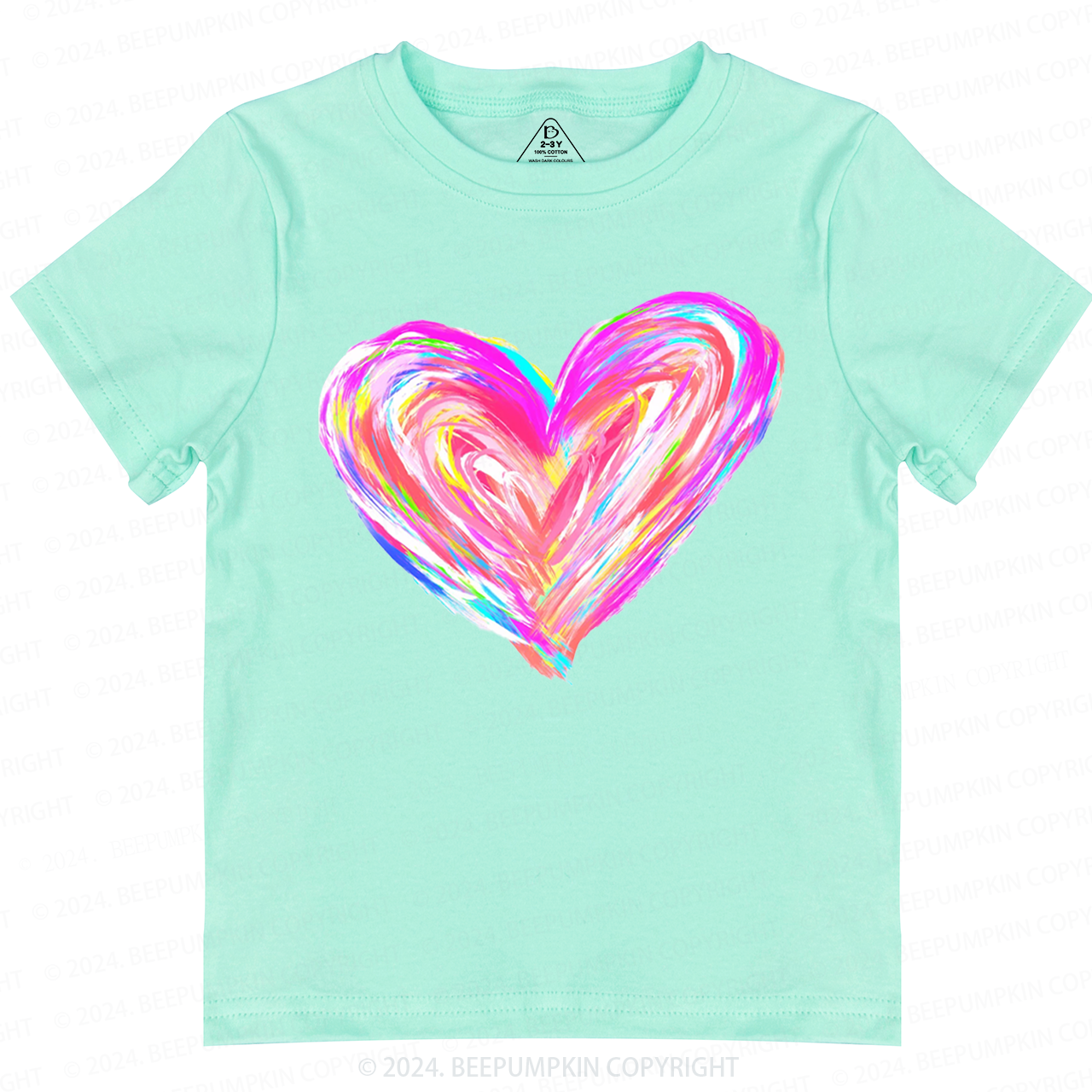 Rainbow Heart Valentines Toddler&Kids Tees Beepumpkin