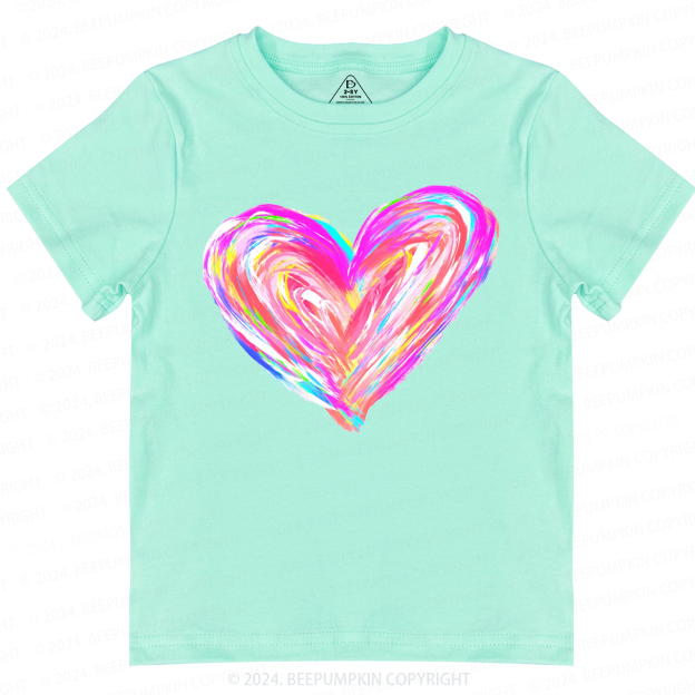 Rainbow Heart Valentines Toddler&Kids Tees Beepumpkin