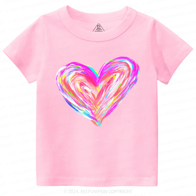 Rainbow Heart Valentines Toddler&Kids Tees Beepumpkin