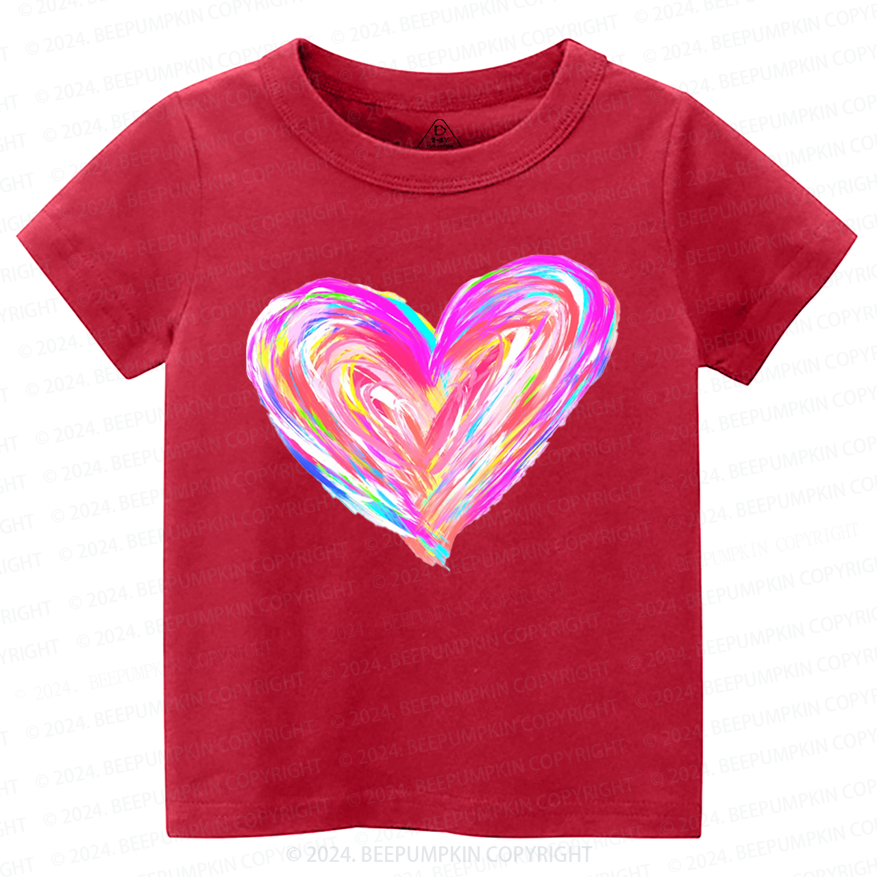 Rainbow Heart Valentines Toddler&Kids Tees Beepumpkin