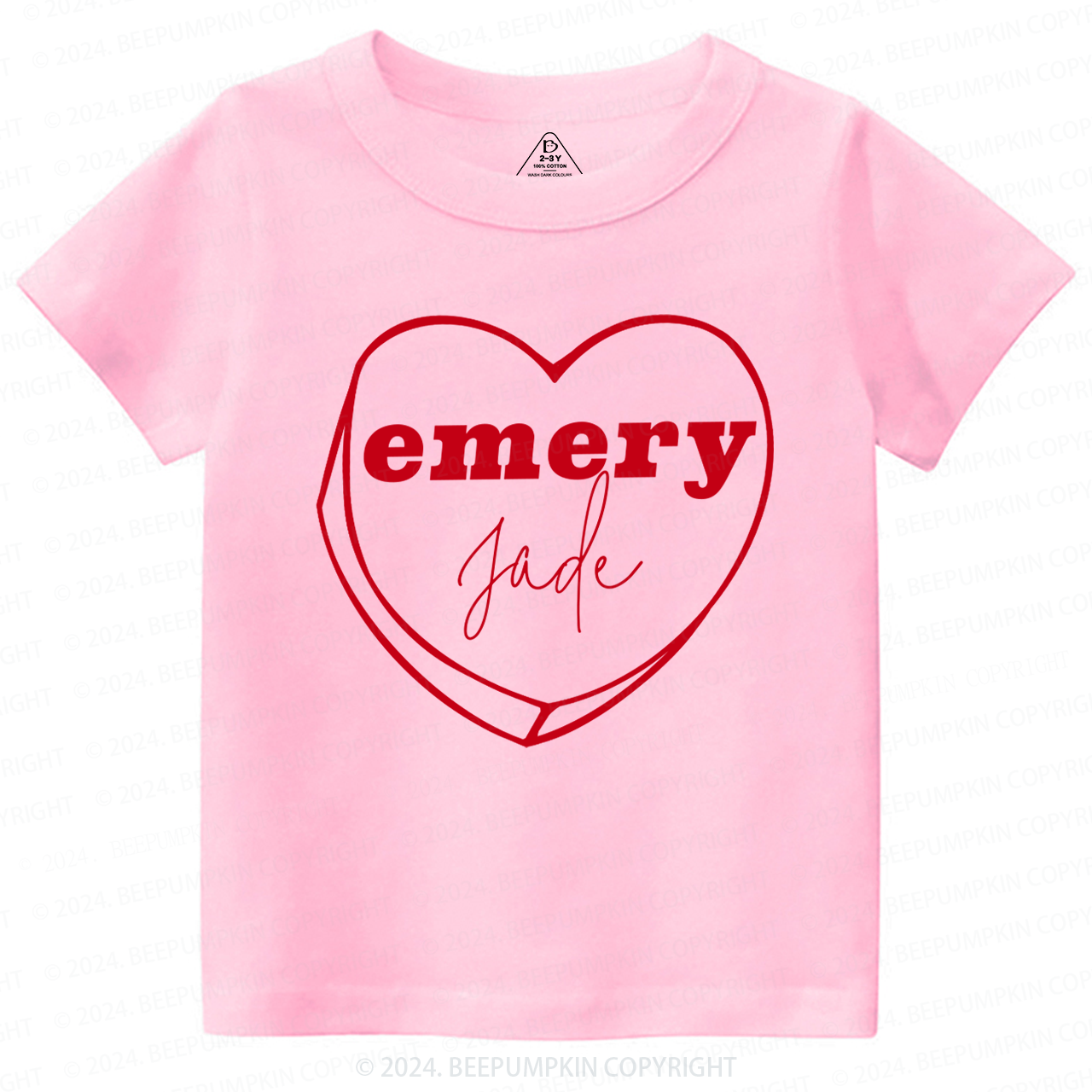 Personalized Valentine Graphic Heart Toddler&Kids Tees Beepumpkin