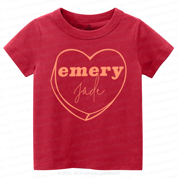 Personalized Valentine Graphic Heart Toddler&Kids Tees Beepumpkin