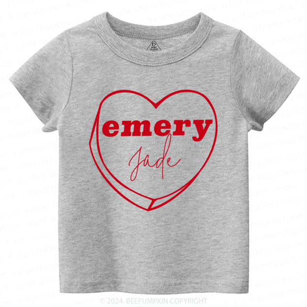 Personalized Valentine Graphic Heart Toddler&Kids Tees Beepumpkin