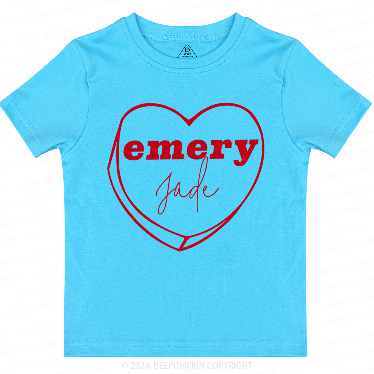 Personalized Valentine Graphic Heart Toddler&Kids Tees Beepumpkin