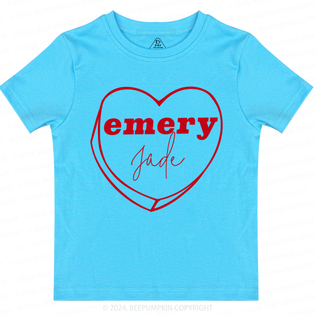 Personalized Valentine Graphic Heart Toddler&Kids Tees Beepumpkin