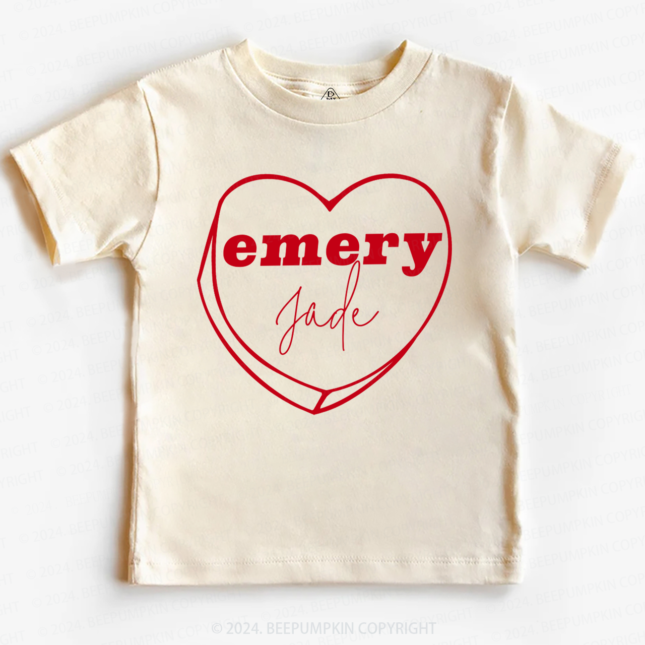 Personalized Valentine Graphic Heart Toddler&Kids Tees Beepumpkin