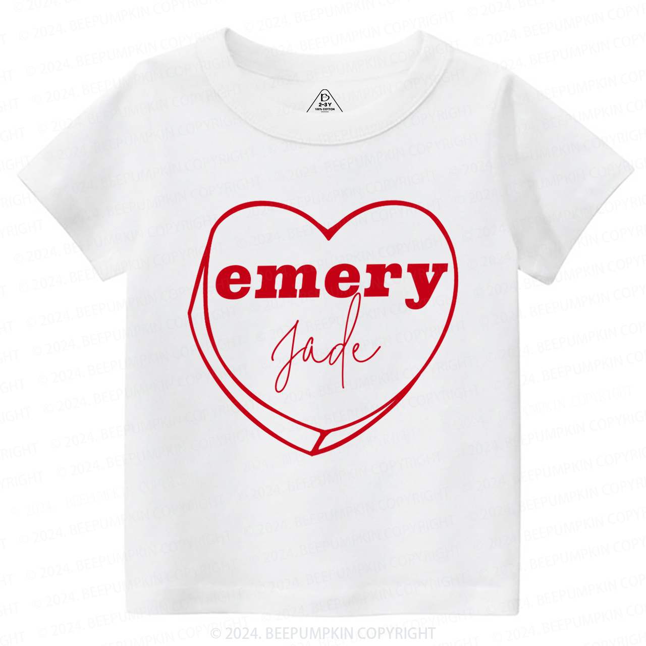 Personalized Valentine Graphic Heart Toddler&Kids Tees Beepumpkin