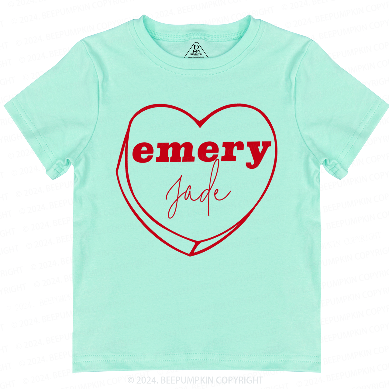 Personalized Valentine Graphic Heart Toddler&Kids Tees Beepumpkin