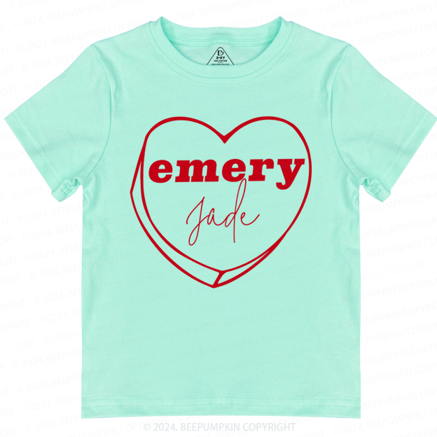 Personalized Valentine Graphic Heart Toddler&Kids Tees Beepumpkin