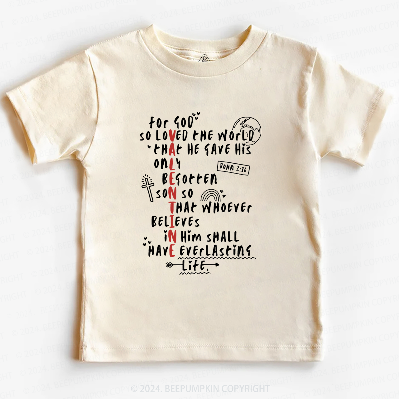 For God So Loved The World Toddler&Kids Tees Beepumpkin