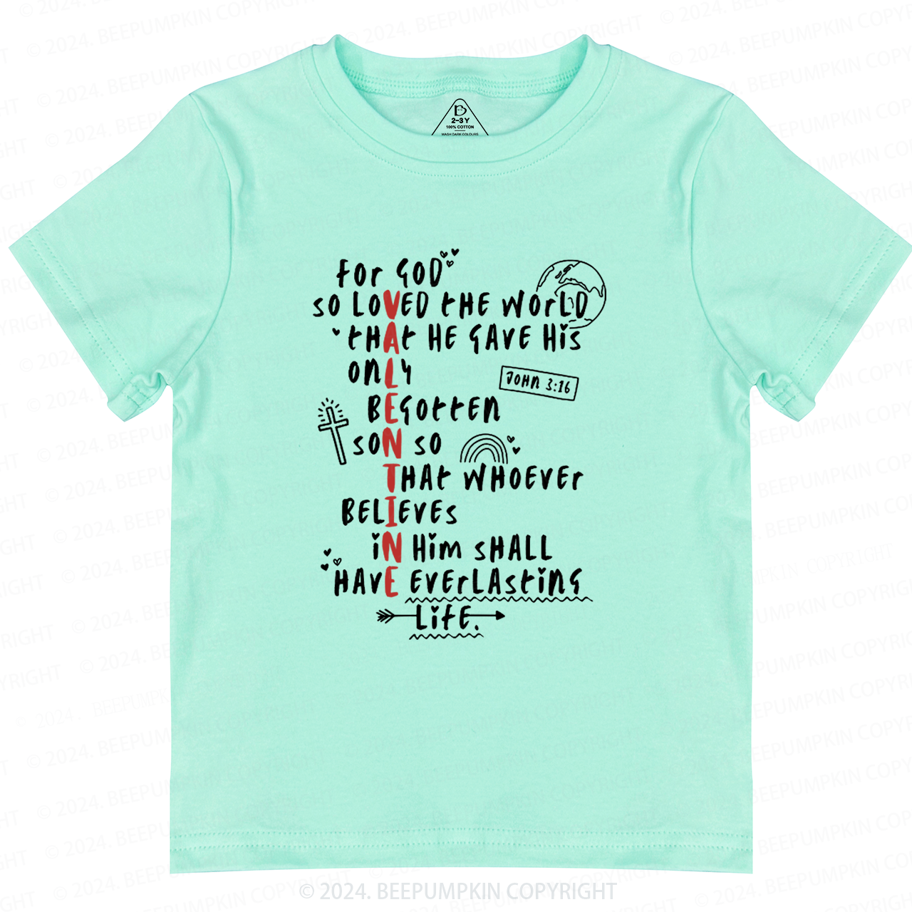 For God So Loved The World Toddler&Kids Tees Beepumpkin