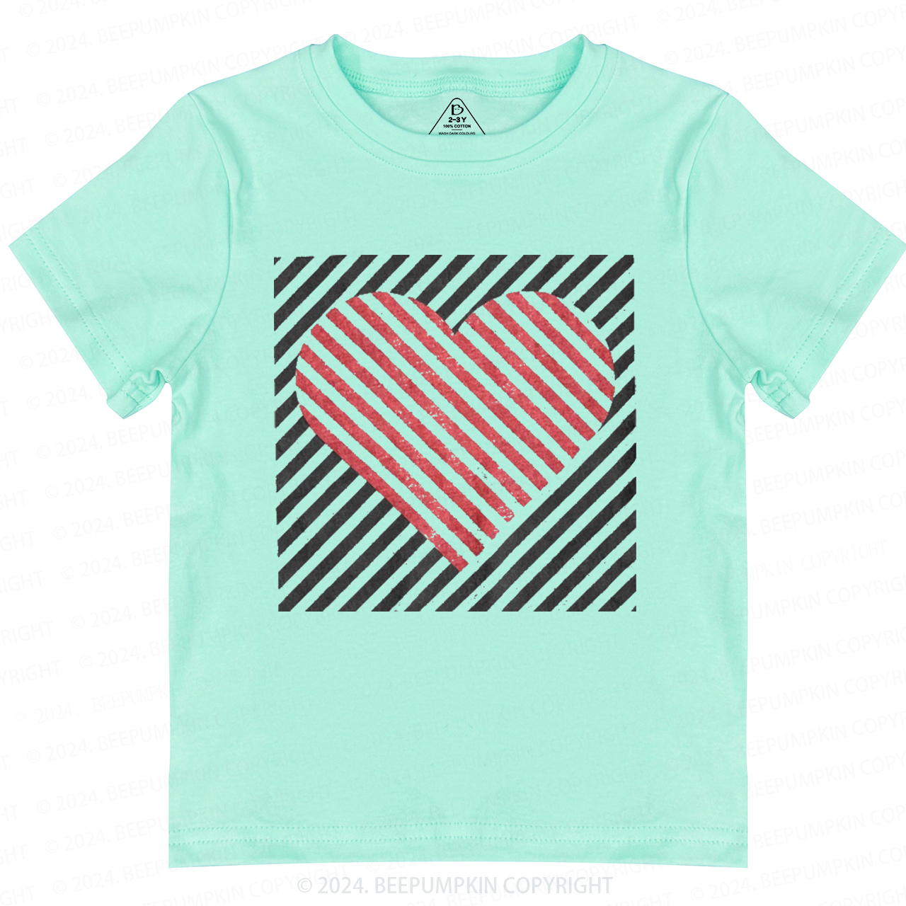 Stripe Heart Valentine Toddler&Kids Tees Beepumpkin