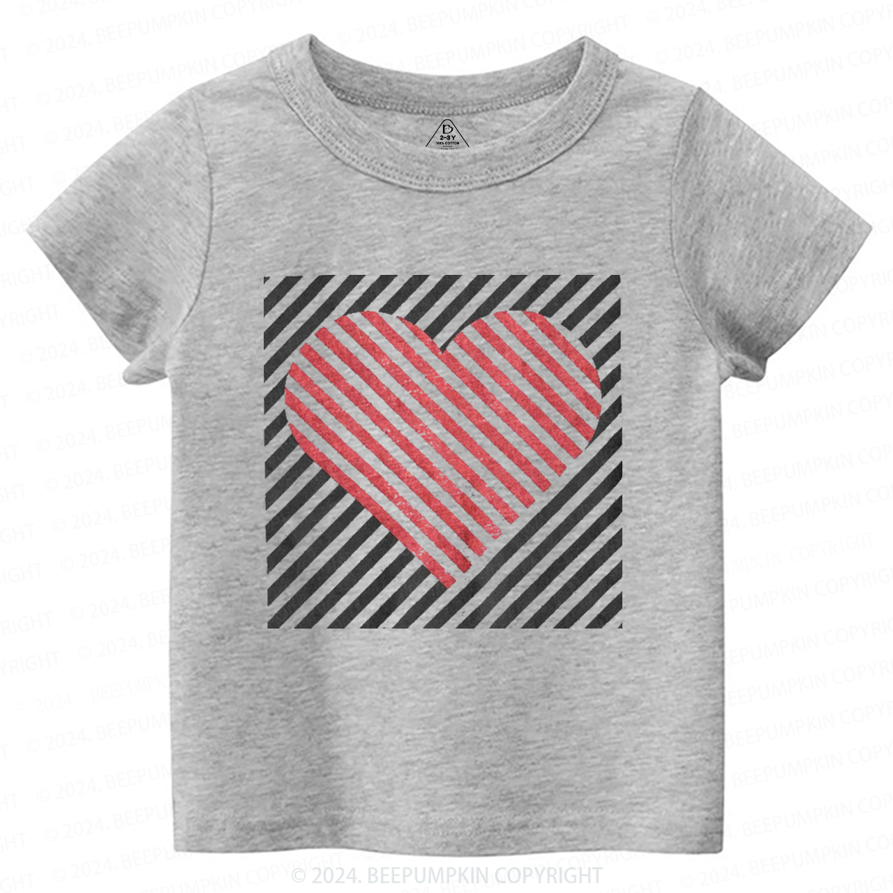 Stripe Heart Valentine Toddler&Kids Tees Beepumpkin