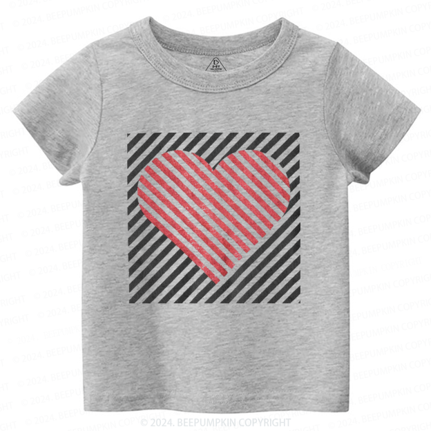 Stripe Heart Valentine Toddler&Kids Tees Beepumpkin
