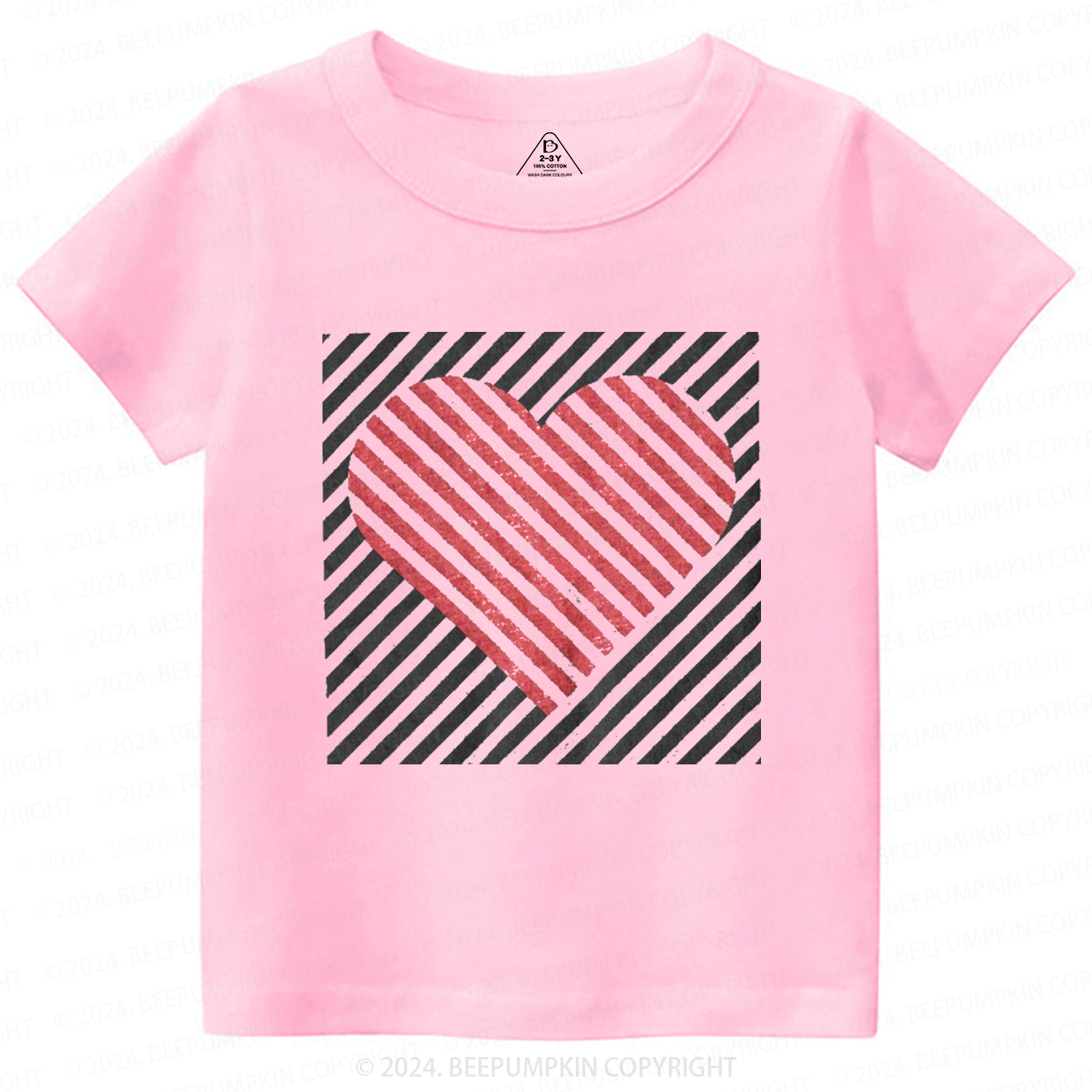Stripe Heart Valentine Toddler&Kids Tees Beepumpkin