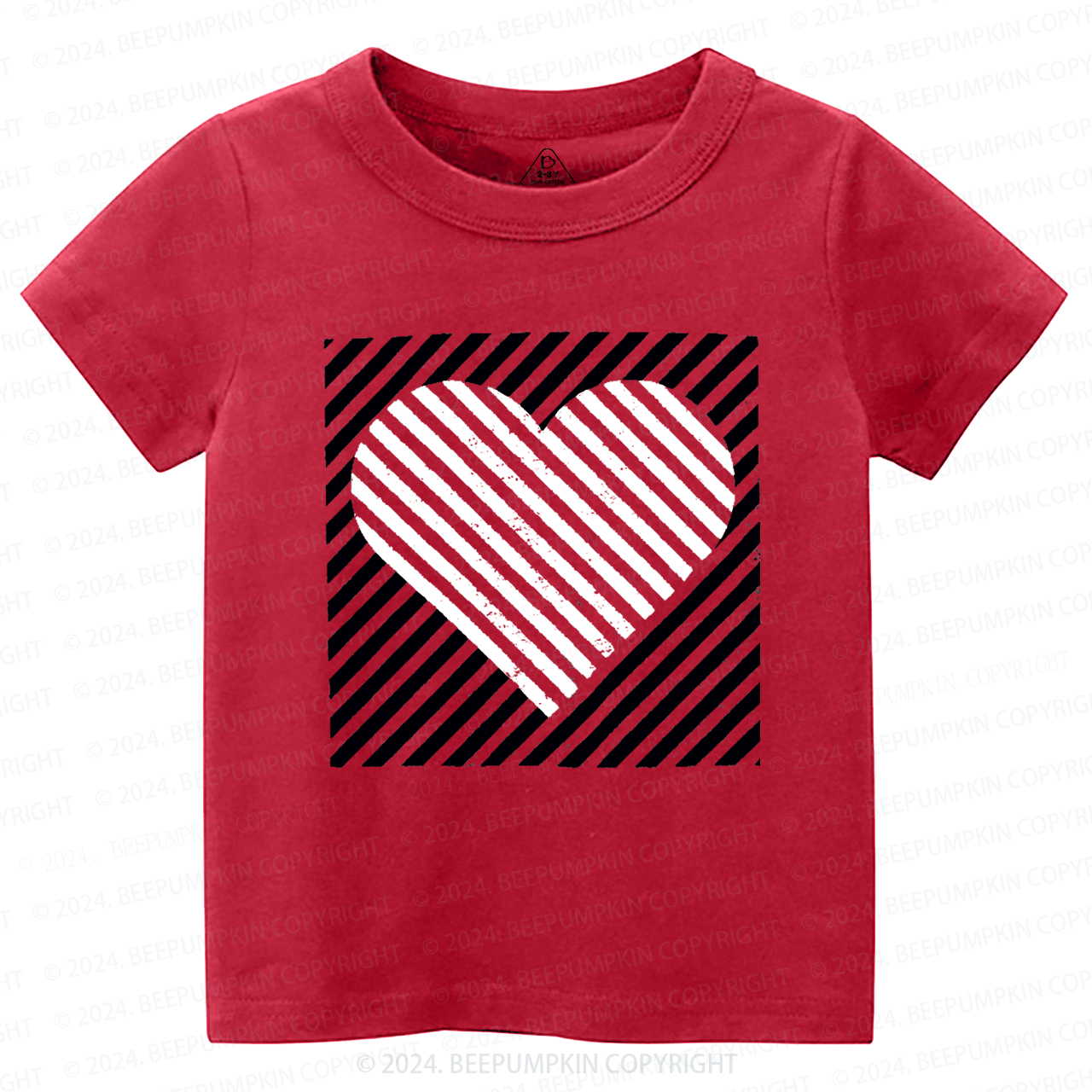 Stripe Heart Valentine Toddler&Kids Tees Beepumpkin