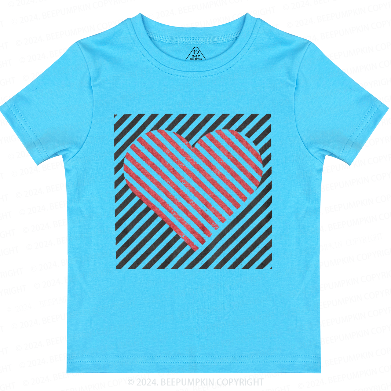 Stripe Heart Valentine Toddler&Kids Tees Beepumpkin