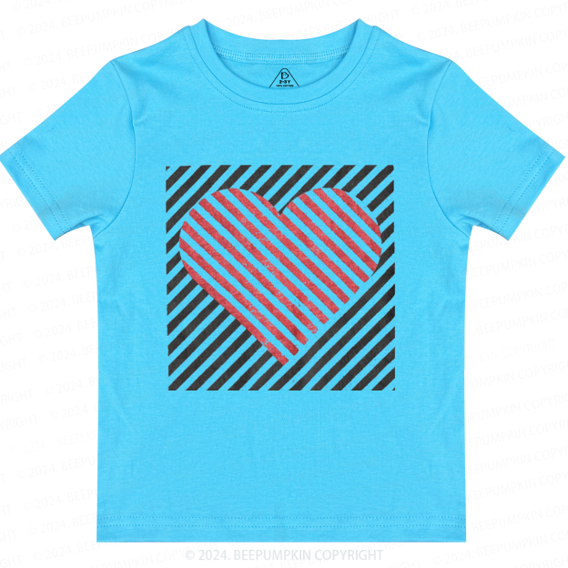 Stripe Heart Valentine Toddler&Kids Tees Beepumpkin