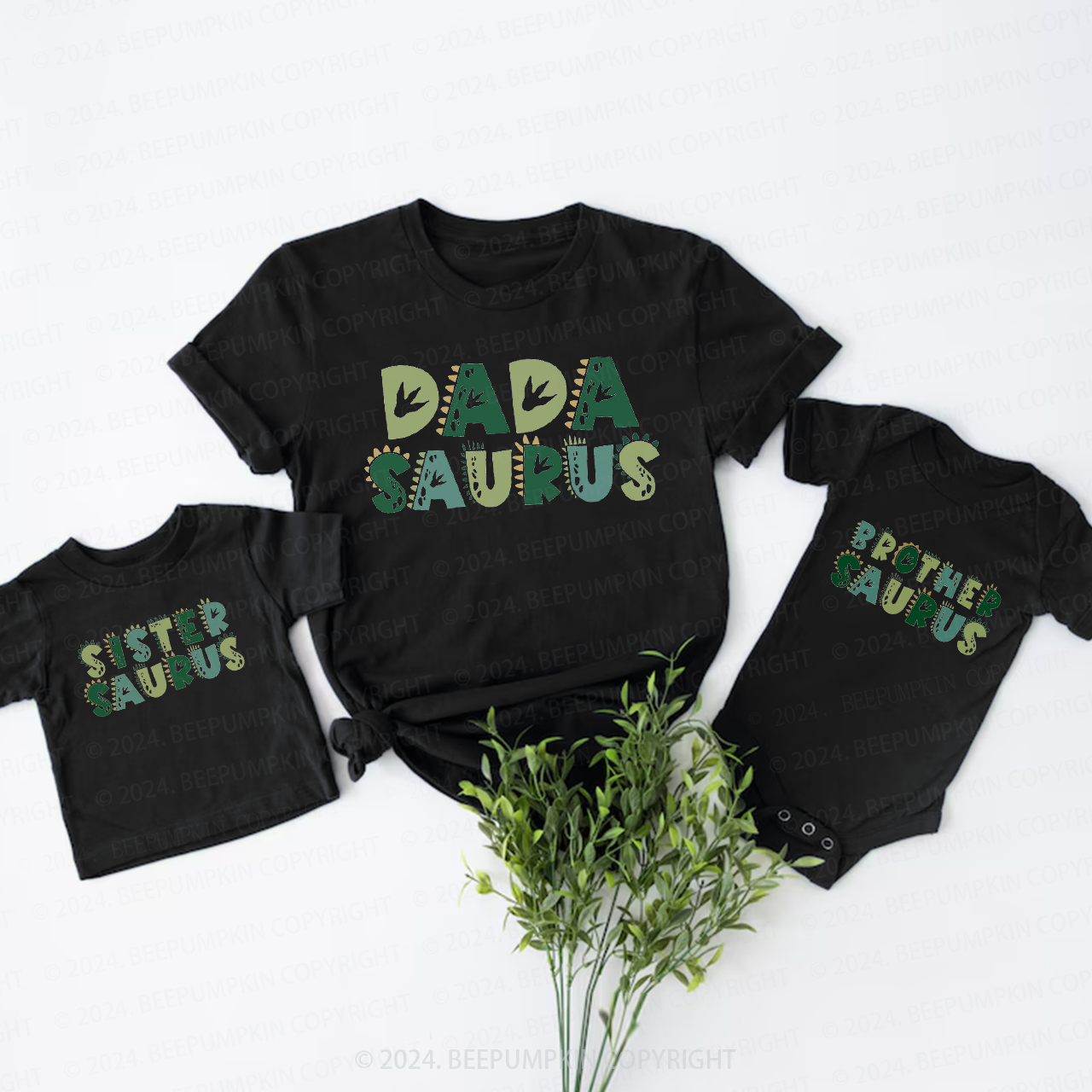 Dinosaur Saurus Birthday Family Matching Tees Beepumpkin