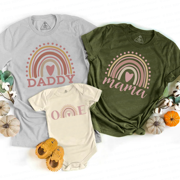 Onederful Modern Rainbow Family Matching Shirts