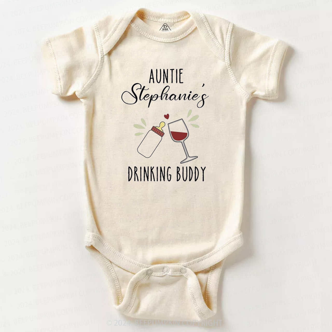 Personalized Funny Auntie Drinking Baby Bodysuit For Baby