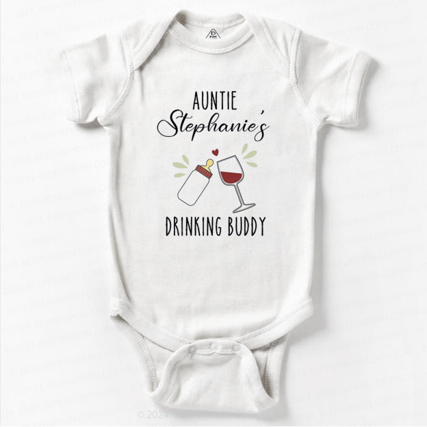Funny Auntie Drinking Baby Bodysuit For Baby 