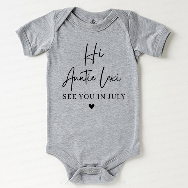 Personalized Hi Auntie See You In Bodysuit For Baby 
