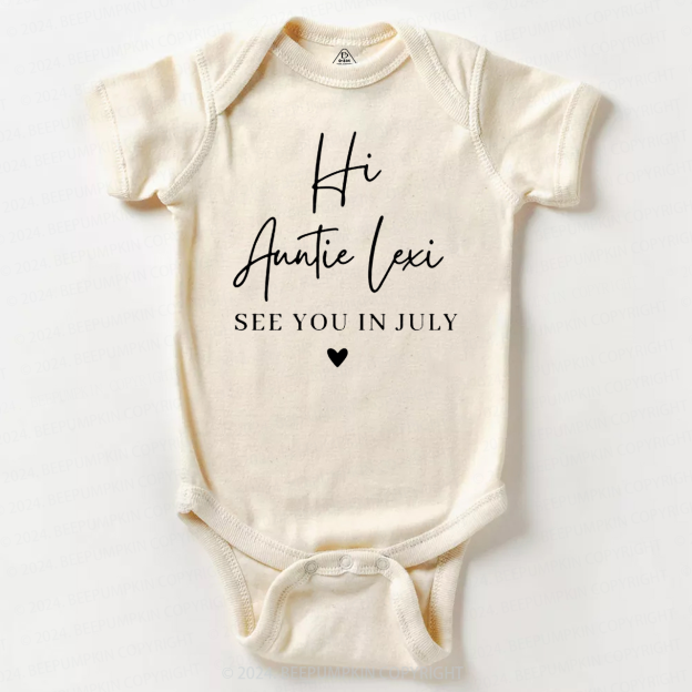 Personalized Hi Auntie See You In Bodysuit For Baby 