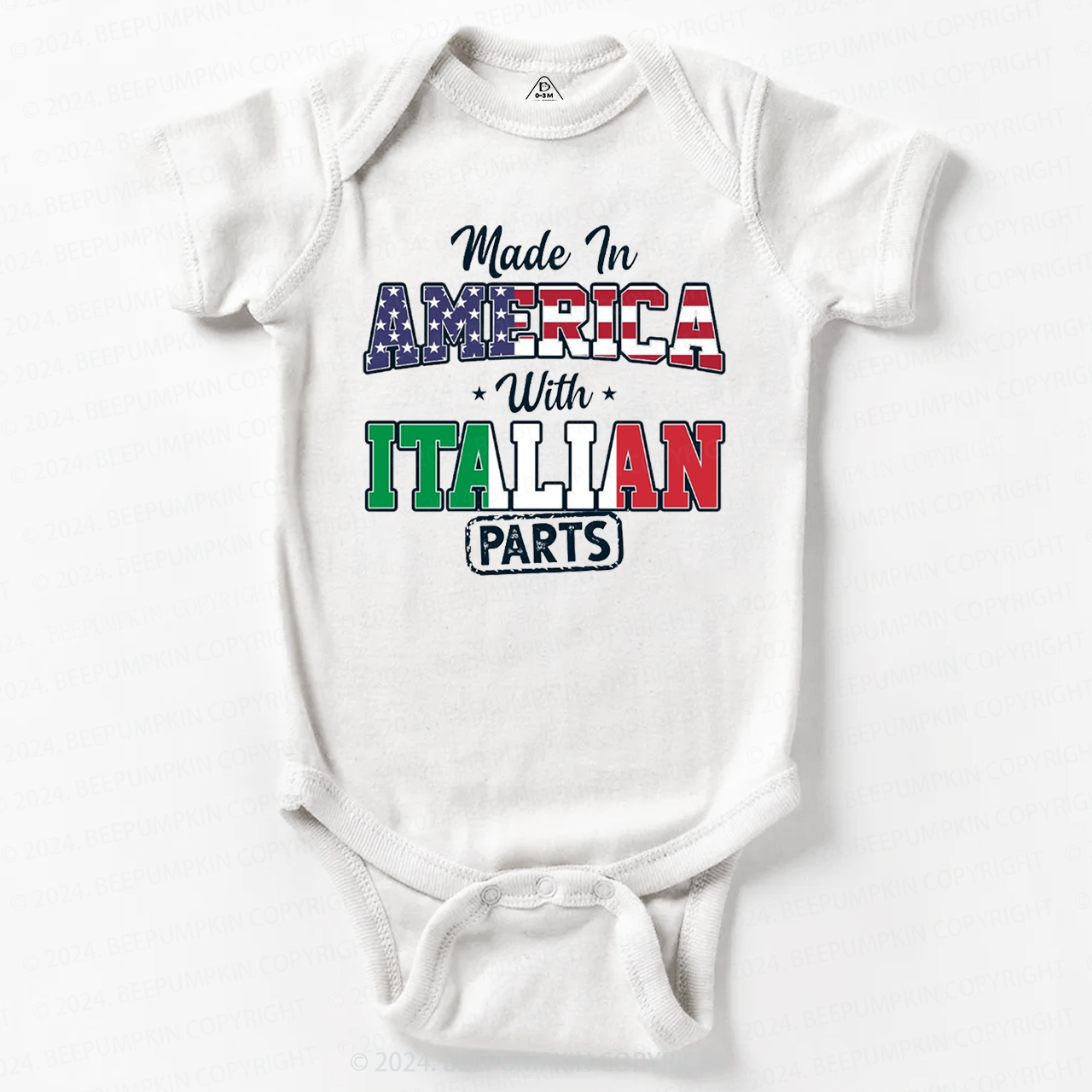 Personalized  Made In Parts National Flag Bodysuit Beepumpkin