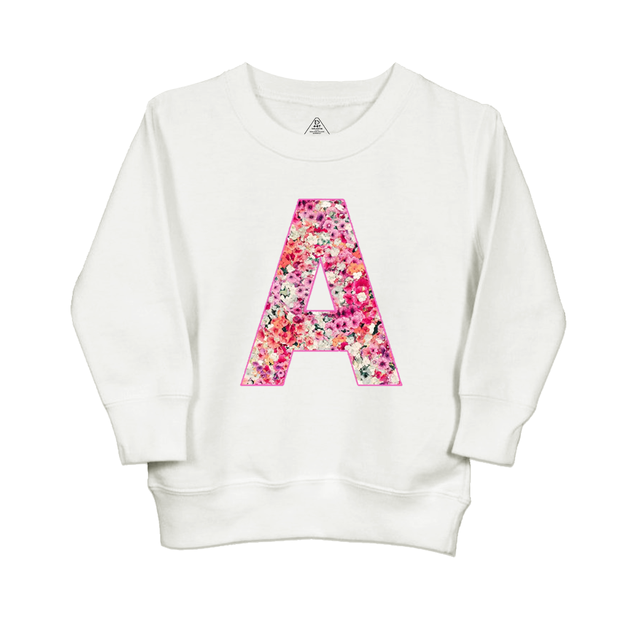 Personalized Cute Floral Initial Kids Sweatshirt