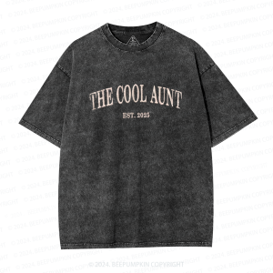 Image of The Cool Aunt Embroidered Auntie Washed Tees