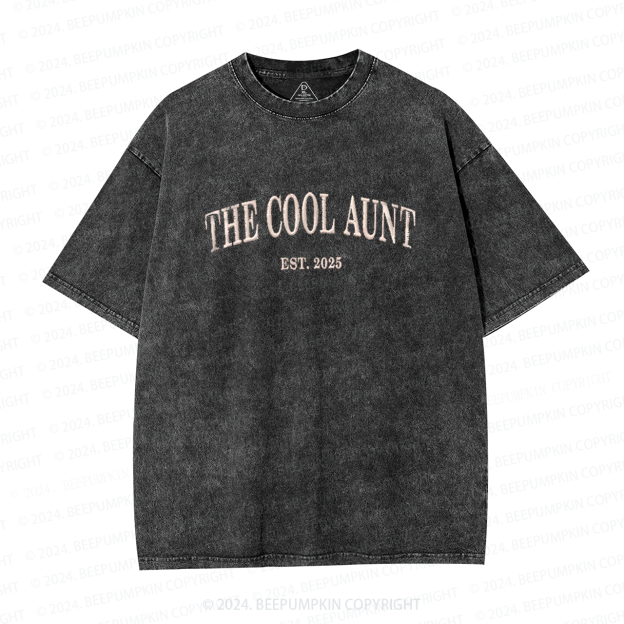 The Cool Aunt Embroidered Auntie Washed Tees