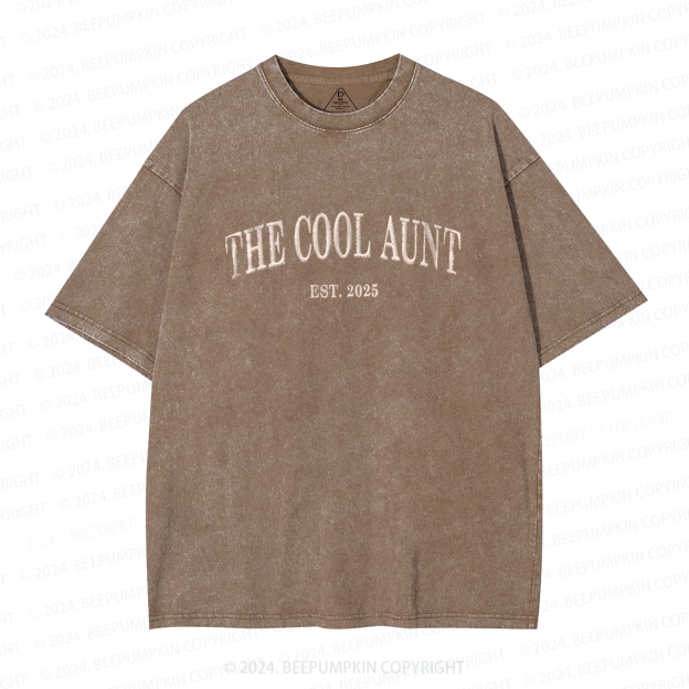 The Cool Aunt Embroidered Auntie Washed Tees