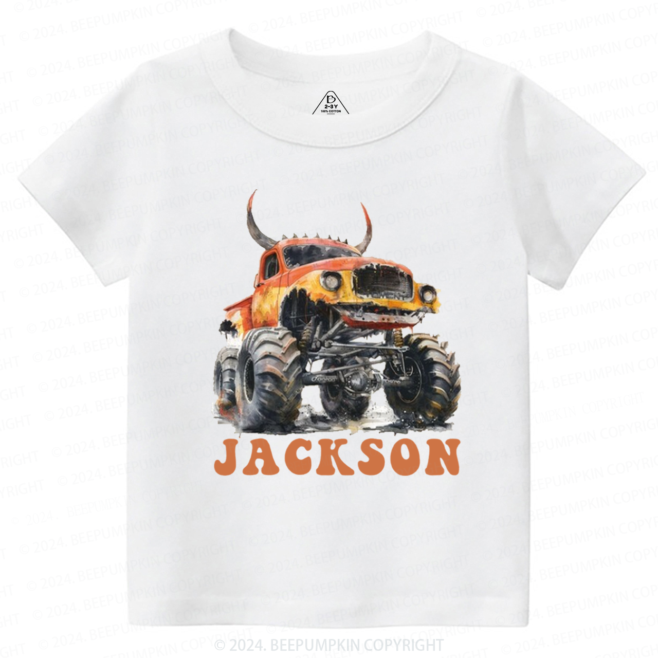 Personalized Monster Truck Toddler&Kids Tees Beepumpkin 